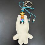 Adorable White Animal Plush Cushion Beaded FOB Bag Charm Photo 1