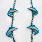 Mardi Gras Blue Dolphins Parade Party Beads Necklace Photo 1