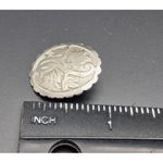 None Western Conch Silver Tone Embossed Clip On Earrings Scalloped Edges Cowgirl .75" Photo 4