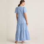 Quince 100% Organic Cotton Poplin Tiered Maxi Dress Large Blue Photo 3