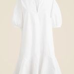 J.Crew  Tall Delilah Dress Cotton Poplin Puff Sleeve Minimalist White Medium NWT Photo 4
