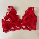 Victoria's Secret  Red Lace Bow Bra Thong Lingerie Matching Set sz Small Coquette Photo 2