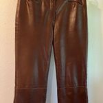 Handmade Vintage Brown Soft Leather Stitched High Rise Indie Boho Pants Size S Photo 3