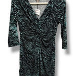 Forever 21  Contemporary Black Aqua Dot Twist Front Midi Dress Size M NEW Photo 0