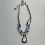 Chico's New Trident blue multi link double strand silver pendant necklace chic Photo 2