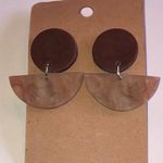 Elegant Brown and Tan Retro Boho Clay Earrings Photo 1