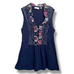 Deletta  by Anthropologie Sleeveless Floral Dot Ruffle Trim Top V-Neck Size XS Photo 1