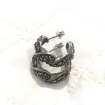 JACK JUDITH  Rope Braided Sterling Silver Marcasite Demi Hoops Photo 5