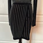 Windsor  BLACK VELVET STUDDED V NECK WRAP LONG SLEEVE DRESS Photo 5