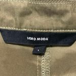 VERO MODA Women's Green Belted Tie Waist Collar Long Sleeve Trench Coat Jacket L Photo 2