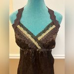 Charlotte Russe Vintage Brown Lace-Trim Babydoll Cami Halter crushed satin bow Photo 2