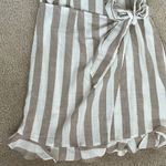 Saints + Secrets NWT  Cotton Tan & White Striped Wrap Mini Dress in Small Photo 3