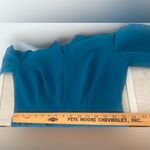 Milly  Teal Long Sleeve Split Neck Mini Dress Puff Sleeve Cocktail Party Size 8 Photo 7