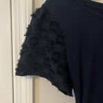 Loft  short sleeve detailed navy dress with waist tie in size M Photo 1