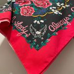 American Vintage VTG "Always a Lady" Black & Red Multicolor Rose Floral Print Bandana Crop Top Photo 9