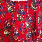 Anthropologie  Maeve Red Floral Dress ruffle wrap sz 10 M Photo 4