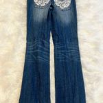Miss Me Women’s  lace pocket boot cut jeans. Size 28 Photo 2