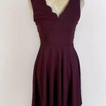 Altar'd State maroon Mini Skater Sleeveless Dress with Scallop V-Neck S Photo 0