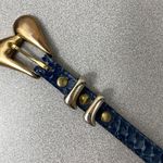MZ Accessories Ny Snake Leather Belt Womens Small Blue Goldtone Buckle Wrap 1/2" Photo 1