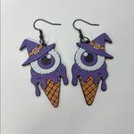 Eyeball Witch Ice Cream Cone Earrings 👁️🍦🧙‍♀️✨ Orange Photo 2