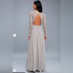 Lulus Awaken My Love Light Grey Long Sleeve Lace Maxi Dress Size Small Gray Photo 3