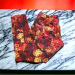 LuLaRoe Womens Leggings L Jade Athletic Capris Activewear Black Red Yellow Roses Photo 2