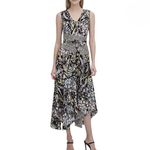 Calvin Klein Calvin Klein Mixed Floral Print Hanky Hem Chiffon Sleeveless Midi Dress Size 14 Photo 2