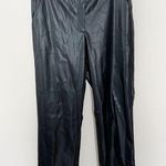 Alexia Admor Black Faux Leather Wide Leg Trouser Pants Size 12 Formal Dressy Photo 0