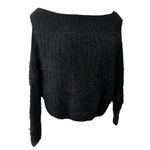 Debut  Black Fuzzy Eyelash Off The Shoulder Sweater Photo 3