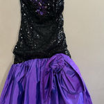 Vintage 80s Flirtations by Alfred Angelo Black Purple Sequin Prom Dress Party S Photo 0