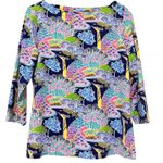 J. McLaughlin Wavesong Top Paradise Peacock Print Size XL 3/4 Sleeves Photo 0