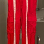 Danielle Guizio‎ red nylon sweatpants RARE Photo 0