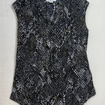 Liz Claiborne Liz Claiborne Snakeskin Brown Gray Tied Back V-Neck Sleeveless Top Petite Small Photo 0