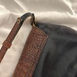 Brahmin  Shoulder Bag Purse Croc Leather Classic Vintage Black Brown Photo 12