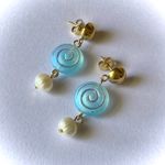 Handmade quality Czech glass beads snail shell & natural baroque freshwater peals dangle earrings 🌀💕 Photo 3