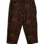 1990s Vintage Halston Floral High Rise Mom Jeans Straight Leg 30" Red Photo 3