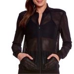 Beyond Yoga  Black Mesh So Bomber Jacket long sleeve full zip S Photo 0