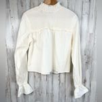 We Wore What Women's Ivory Cream Mock Neck Long Sleeve Shirred Blouse Size M Photo 2