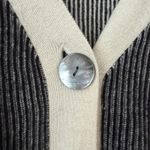 BRODIE Cashmere sz S Striped V Neck Button Up Cardigan Sweater Preppy Collegiate Tan Photo 6