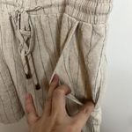 Allie Rose Women Linen Blend Romper Sz L Stripe Sleeveless Side Pockets Beige Green Size L Photo 7