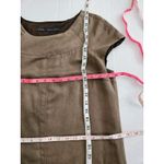 ZARA Basic Faux Suede Brown Shift Dress Size M Lined Cap Sleeve Babydoll Photo 7