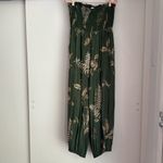 Anthropologie By  Printed Balloon Leg Jumpsuit Size Large Olive Green Leaf Boho Photo 4