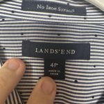 Lands' End Lands’ End Women’s Size 4 Petite Blue Striped Button Front Shirt 3/4 Sleeve Photo 5