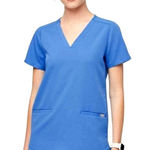 FIGS  Shirt Women Small Blue Casma Three Pocket Short Sleeve Scrub‎ Top Medical Photo 0