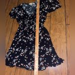 Rewind  Black Floral Dress faux wrap mini dress EUC woman’s small Photo 3