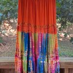 Raiment Women's Vintage Orange Rainbow Pleated Maxi Skirt Size 30" Waist Size M Photo 1
