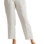 Quince European Linen Tapered Ankle Pants Stripe Pull On Coastal Women's Large Photo 0