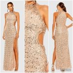 Mac Duggal 49679 Rose Gold Side Cut Out High Neck Sequin Gown Dress Photo 1