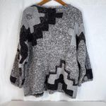 J Jill Chunky Knit Boxy Sweater Geometric Pattern Oversized Size Medium Artsy Gray Photo 1