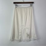 Vintage Lace Trim Silky Slip Skirt Ivory S Photo 2
